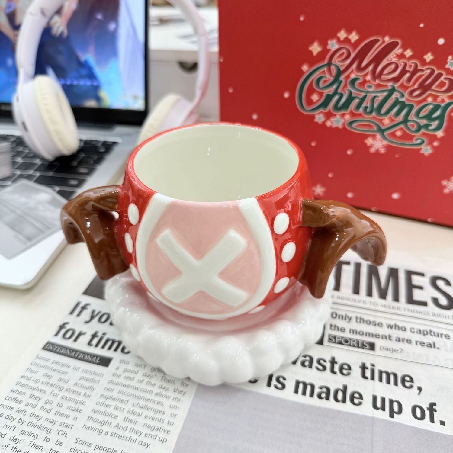Mug keramik Natal imut bergamb - Anime Merchandise Mugs ulasan dan harga